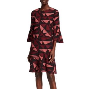 LAFAYETTE 148 Billie Geo-print Fluted-sleeve Dress